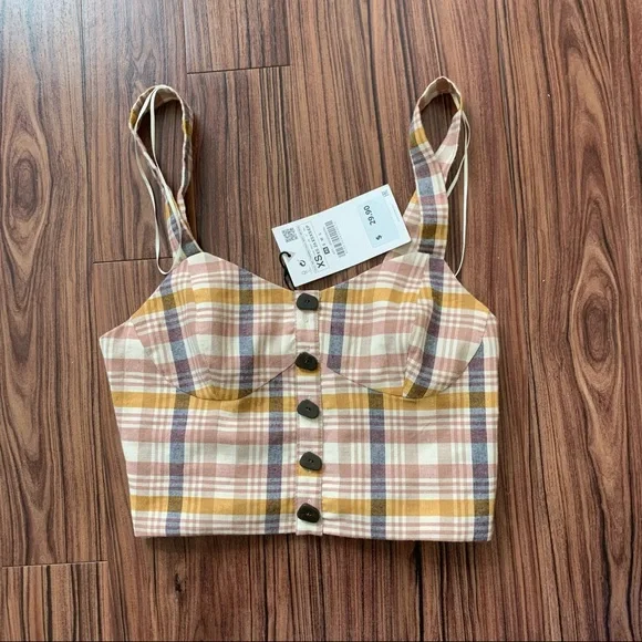 NWT Zara Plaid Crop Top!! - Picture 5 of 12